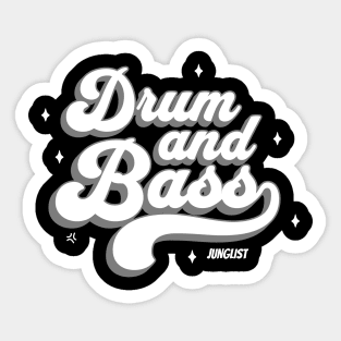 DRUM AND BASS  - Junglist Retro Font (White/grey) Sticker